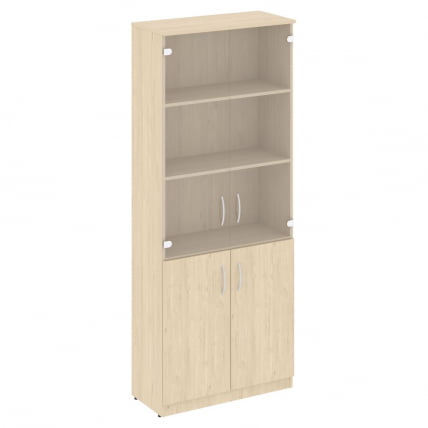 Шкаф высокий широкий (2 низкие двери ЛДСП, 2 средние двери стекло) NOVA S В.СТ-1.2 Бук Артизан_0