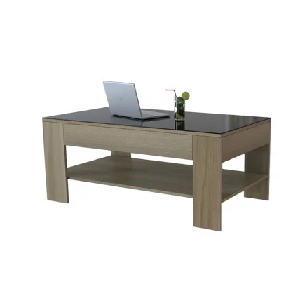 Стол журнальный BeautyStyle 26 Сонома/стекло черное_0