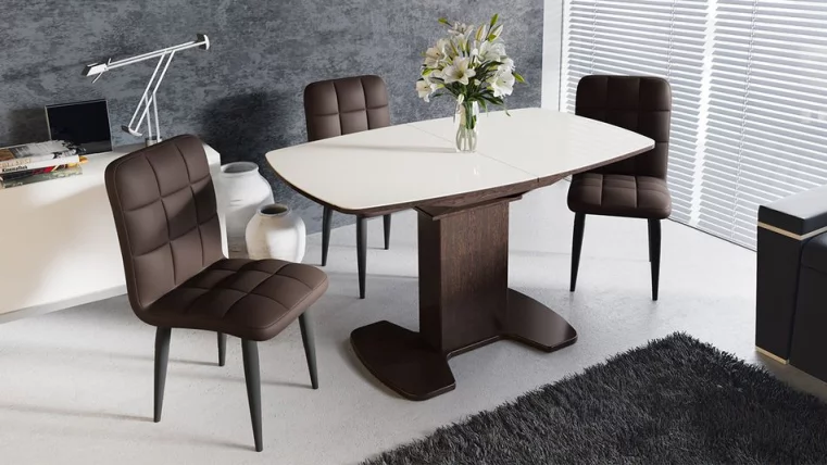 Стул Франк ДП 2-17 Черный матовый Кожзам коричневый_1