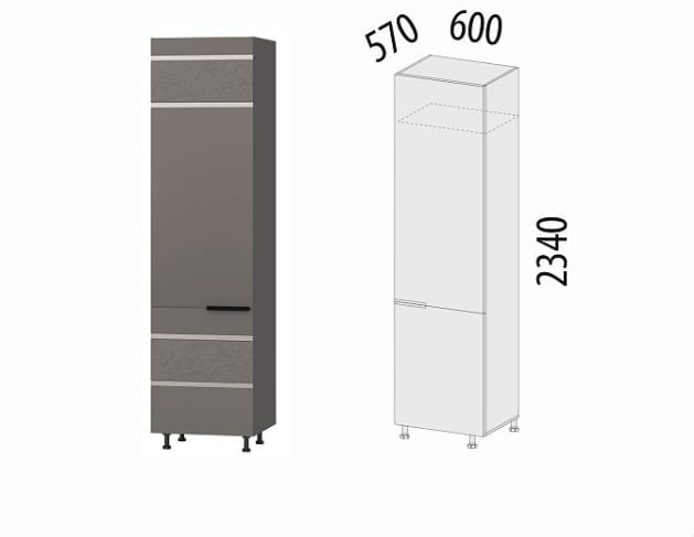 Пенал под встраиваемый холодильник Грейс 105.77 правый Оникс Кубанит_2