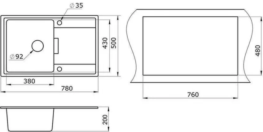 Кухонная мойка GRANULA 7804 Черный_1