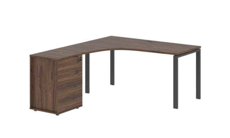 Стол эргономичный с тумбой левый EDIS EUCET 1518 L Дуб Денвер темный Мокко_0