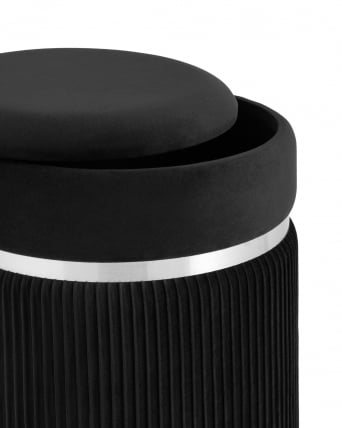 Пуф Миранда с ящиком серебро велюр Черный_2