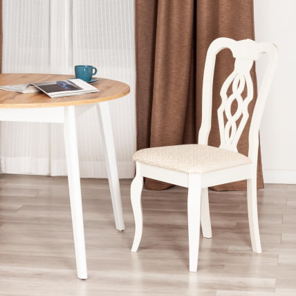 Стул Афродита/ Aphrodite дерево гевея, 46х54х99см, Ivory white, ткань кремовая с рисунком (А04)_8