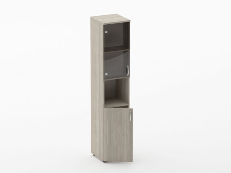 Шкаф высокий со стеклом и нишей Glassy 6.19.14Л Дуб сантана светлый_1