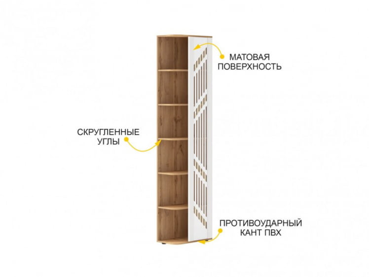 Стеллаж торцевой (лев/прав) Монако 903.17 Дуб Вотан / Белый шпон / Альпийский белый_3