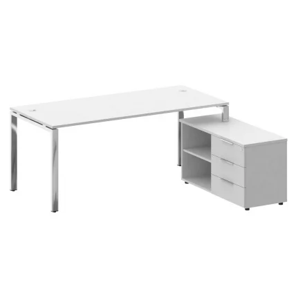 Стол рабочий руководителя с опорной тумбой левый METAL SYSTEM DIRECT БГ.СРТ-5.8 Пр Белый_0