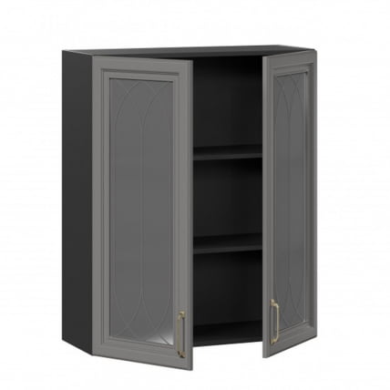 Шкаф кухонный 800 высокий со стеклом Джелатто ЛД 241.460.000.156 Черный Оникс серый_1