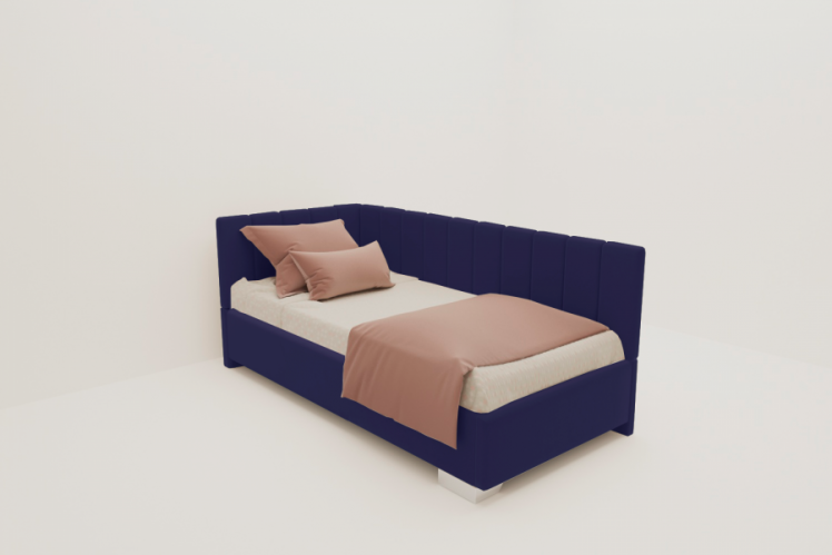 ДЕТСКАЯ МЯГКАЯ ИНТЕРЬЕРНАЯ КРОВАТЬ ТЕРРА С ПОДЪЕМНЫМ МЕХАНИЗМОМ (BERHOUSE) Цвет фасада: Синий; Материал фасада: Металл/Велюр; Спальное место: 800х2000 мм_0