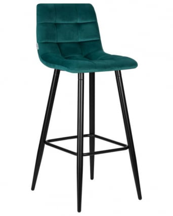 Стул барный ДОБРИН НИCОЛЕ (черные матовые ножки, морской волны велюр (108-119)) 2 шт / DOBRIN NICOLE_1