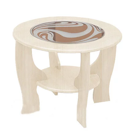 Стол журнальный со вставкой из стекла круглый Сандал Рамух_0