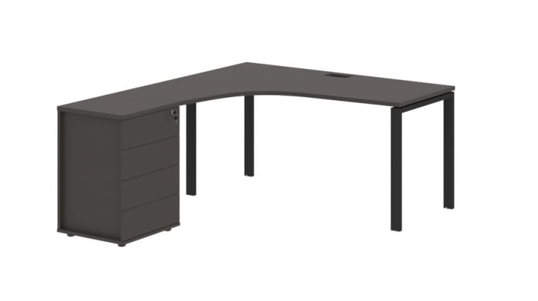 Стол эргономичный с тумбой левый EDIS EUCET 1518 L Мокко Черный_0