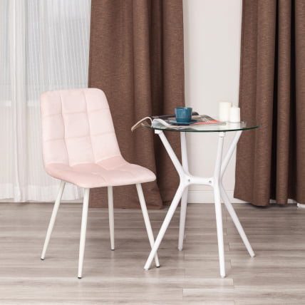 Стул CHILLY (mod. 7094-1) вельвет/металл, 44,5х52,5х86 см, pink (розовый) HLR39 / белый_8