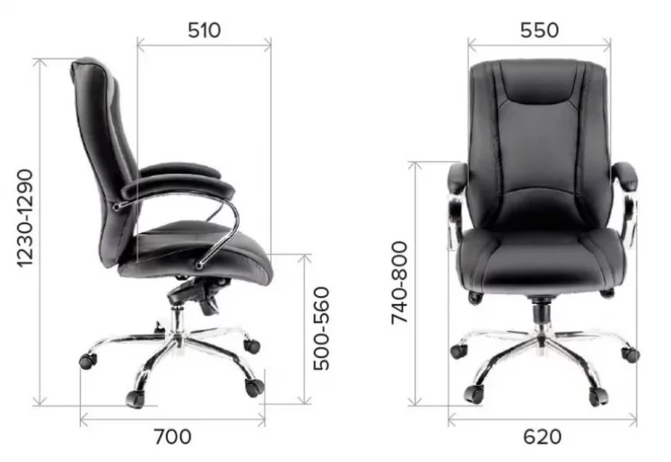 Кресло руководителя King M кожа Черный_4