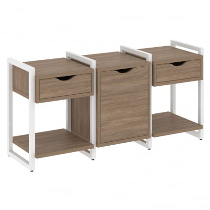 Тумба на колесных опорах наборная. Вариант №6 LOFT VR.L-TN-6.K Металл белый Дуб Аризона_0