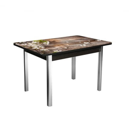 Стол нераздвижной 1,2 Победа, СТЕКЛО, опоры полуовал ХРОМ, Венге/128947691_78924_0