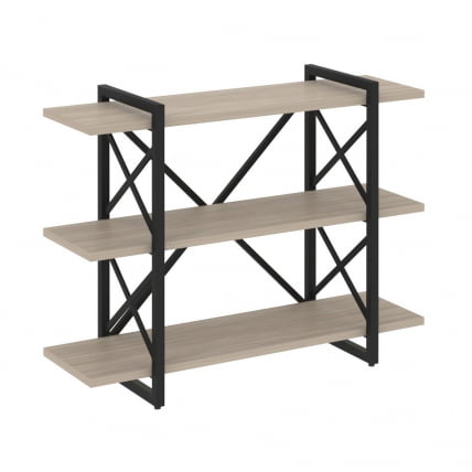 Стеллаж на регулируемых опорах - 3 полки LOFT VR.L-MST.O-3.8V Металл черный Дуб Аттик_0