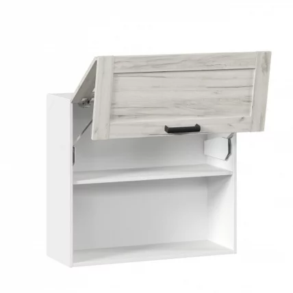 Шкаф кухонный 800 горизонтальный с 2 складными дверями комбинированный со стеклом Винченца ЛД 234.980.000.046Белый Дуб Крафт белый_1