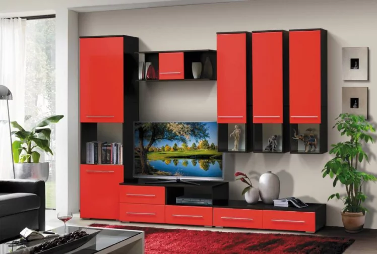 Набор мебели для гостиной Грация 6 МДФ матовый Венге/Красный_0