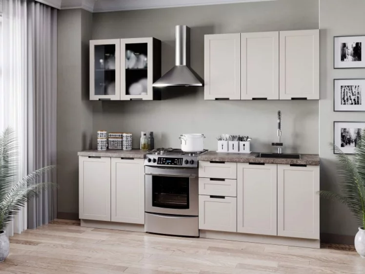 Шкаф кухонный 400 высокий со стеклом Джамис ЛД 296.420.000.152 Черный Кашмир_2