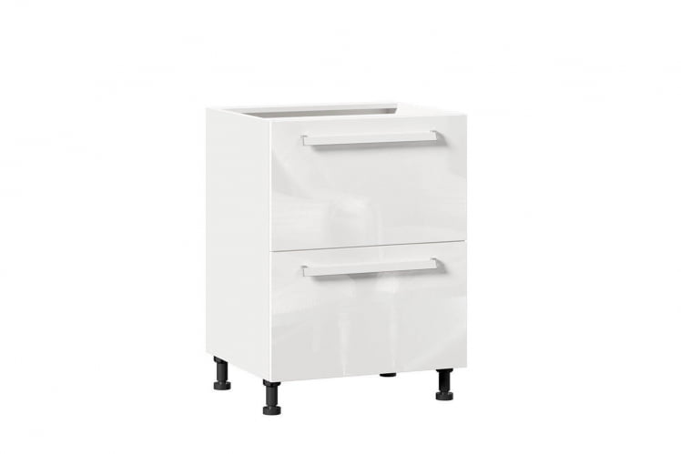 Тумба кухонная 600 с 2 ящиками (4) Герда ЛД 272.135.000 Белый/Белый глянец_0