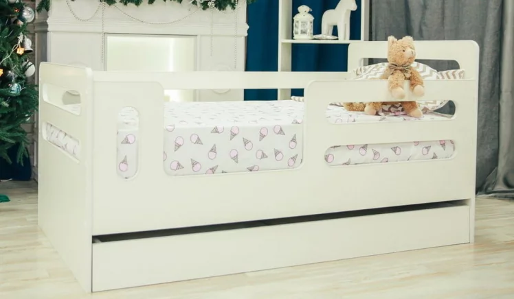 Кроватка-манеж Горизонтали с ящиком_2