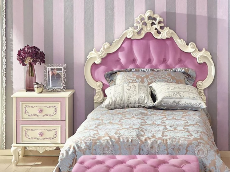 Кровать односпальная 900 с мягким изголовьем Маркиза ЛД 517.065.000 Алебастр Сиреневый_5