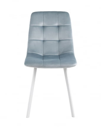 Комплект из двух стульев Chilly велюр серо-голубой ножки металл белые_3