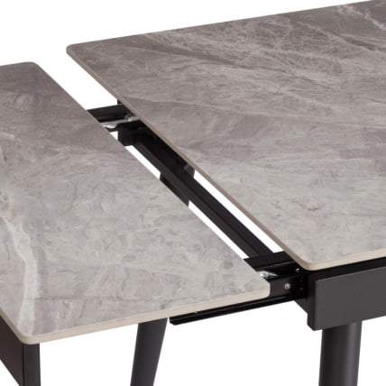 Стол обеденный Lord Grey/Лорд Грей столешница керамика (глянцевая) / опоры металл, серый/черный, (120+30+30)x80x75 см_7