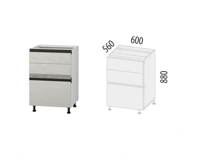 Напольный шкаф (3 ящика с метабоксами) Бостон 104.66_4