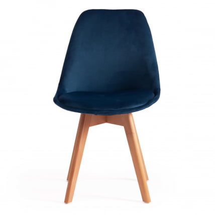Стул TULIP SOFT (mod. 74) / 1 шт. в упаковке вельвет/дерево , 54 х 47 х 83 см , синий (HLR 63)/натуральный_4