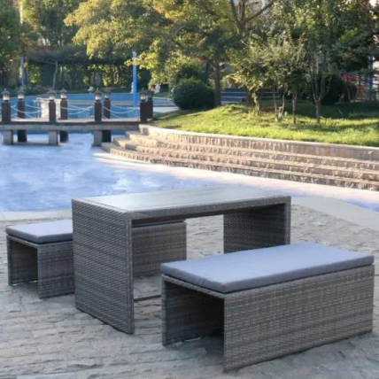 Плетеный диван-трансформер S330G-W78 Grey_1