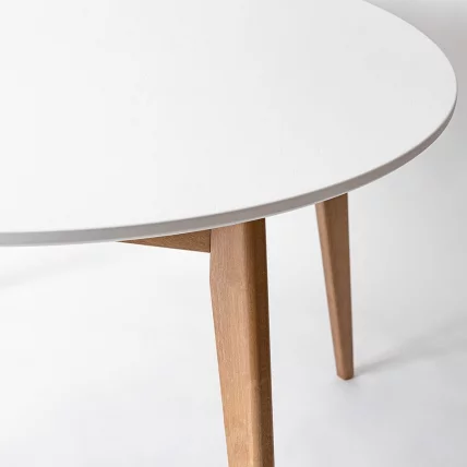 Стол обеденный Орион 100x100 Эмаль белая Морилка Орех_1