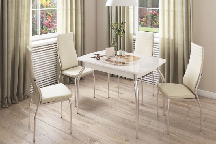 Стол обеденный раздвижной Танго Белый-Геометрия_4