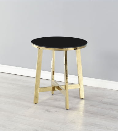 Журнальный стол АЛЬБА 50x50 Золото (стекло черное)_1