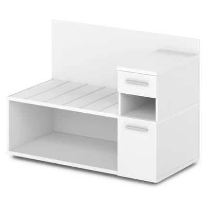 Тумба багажная с ящиком и дверью правый Ornata 	Н-444 Пр Белый Шагрень_0