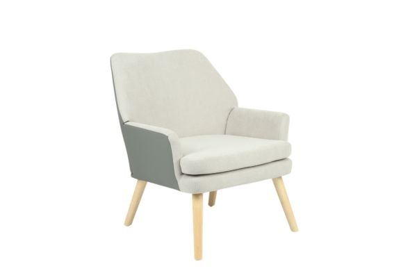 Кресло Харви серый с серой экокожей деревянные ножки_0