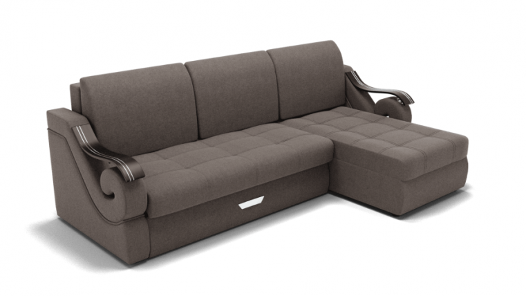 Диван Дубай-2 с оттоманкой угол левый/правый (ЗР) Цвет фасада: Серо коричневый; Тип: Левый/правый; Материал фасада: Металл/Велюр_0