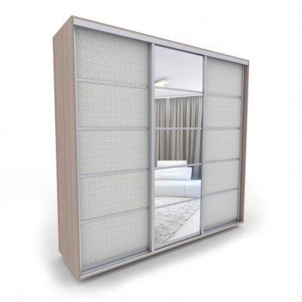 Шкаф-купе 3-х дверный Акцент-Квадро КВ 2100х600 Шимо светлый/хром_0