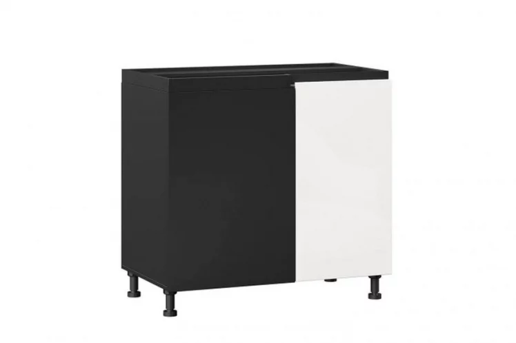 Тумба кухонная угловая 1000 (правая) Шервуд ЛД 281.090.000.056 Черная Белый глянец_0