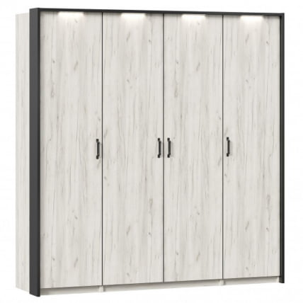 Шкаф четырехстворчатый с паспарту Техно 14 Дуб Крафт белый_0