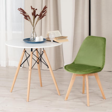 Стул TULIP SOFT (mod. 74) / 1 шт. в упаковке вельвет/дерево , 54 х 47 х 83 см , зеленый (HLR 54)/натуральный_8