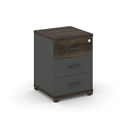 Тумба опорная/приставная с 3-мя ящиками CONCEPT CN.TUO-001 B/W Дуб Мали Антрацит_0
