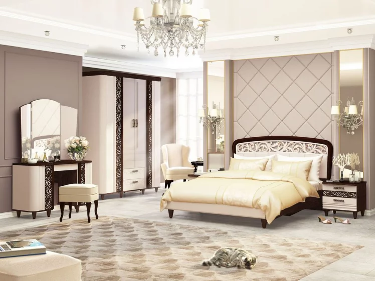 Кровать 160*200 Катрин 92.01 Дуб венге Белый песок Санчо крем_5