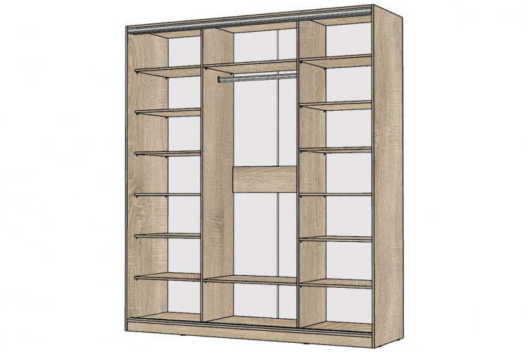 Шкаф-купе 3-х дверный Виктория 2000х584х2300, Дуб сонома светлый 20ДЛЛЛДЗДЛЛЛ-ПППП-Дсс 310-2472_1