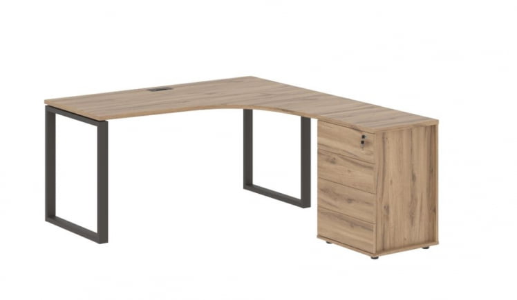 Стол эргономичный с тумбой правый EDIS EQCET 1518 R Дуб Денвер светлый Мокко_0