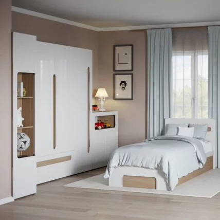 Комплект мебели для детской Палермо Юниор №5 Белый глянец Ясень шимо светлый_0