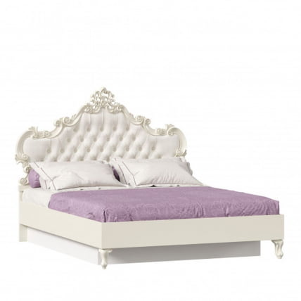 Кровать двуспальная 1600 с подъемным механизмом с мягким изголовьем Маркиза ЛД 517.341.000.002 Алебастр Шампань_0