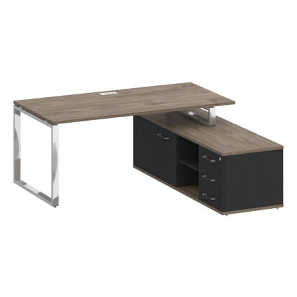 Стол руководителя с опорной греденцией, правый SHIFT SK.SRG-180 (R) Тиквуд Темный/Антрацит_0