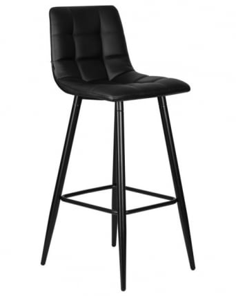 Стул барный ДОБРИН НИCОЛЕ (черные матовые ножки, черная экокожа (П-01)) 2 шт / DOBRIN NICOLE (P-01))_2